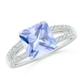 thumbnail image 1 of ANGARA Natural Solitaire Emerald-Cut 2.25 ct Tanzanite Split Shank Ring in 14K White Gold for Women (Size-8mm) | December Birthstone, Anniversary, Jewelry Gift for Women | Natural Tanzanite Ring, 1 of 8
