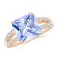 thumbnail image 1 of ANGARA Natural Solitaire Emerald-Cut 3.25 ct Tanzanite Split Shank Ring in 14K Rose Gold for Women (Size-9mm) | December Birthstone, Anniversary, Jewelry Gift for Women | Natural Tanzanite Ring, 1 of 8
