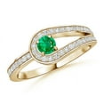 thumbnail image 1 of ANGARA Natural Solitaire Emerald Knot Promise Ring with Diamonds in 14K Yellow Gold for Women (Size-3.2mm) | May Birthstone, Birthday, Anniversary, Jewelry Gift for Women | Natural Emerald Ring, 1 of 8