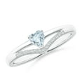 thumbnail image 1 of ANGARA Natural Solitaire Heart Aquamarine and Diamond Chevron Ring in 14K White Gold for Women (Size-4mm) | March Birthstone, Birthday, Anniversary, Jewelry Gift for Women | Natural Aquamarine Ring, 1 of 9