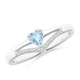 thumbnail image 1 of ANGARA Natural Solitaire Heart Aquamarine and Diamond Chevron Ring in 14K White Gold for Women (Size-4mm) | March Birthstone, Birthday, Anniversary, Jewelry Gift for Women | Natural Aquamarine Ring, 1 of 9