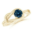 thumbnail image 1 of ANGARA Natural Solitaire London Blue Topaz Infinity Knot Ring in 14K Yellow Gold for Women (Size-5mm) | November Birthstone, Anniversary, Jewelry Gift for Women | Natural London Blue Topaz Ring, 1 of 9