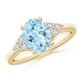 thumbnail image 1 of ANGARA Natural Solitaire Oval 1.5 ct Aquamarine and Diamond Promise Ring in 14K Yellow Gold for Women (Size-9x7mm) | March Birthstone, Anniversary, Jewelry Gift for Women | Natural Aquamarine Ring, 1 of 10