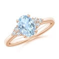 thumbnail image 1 of ANGARA Natural Solitaire Oval 1 ct Aquamarine and Diamond Promise Ring in 14K Rose Gold for Women (Size-8x6mm) | March Birthstone, Anniversary, Jewelry Gift for Women | Natural Aquamarine Ring, 1 of 8