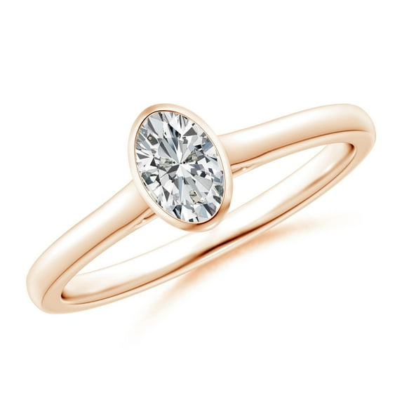 ANGARA Natural Solitaire Oval Diamond Engagement Ring in 14K Rose Gold for Women (Size-6x4mm| Color-H| Clarity-SI2) | April Birthstone, Anniversary, Jewelry Gift for Women | Natural Diamond Ring
