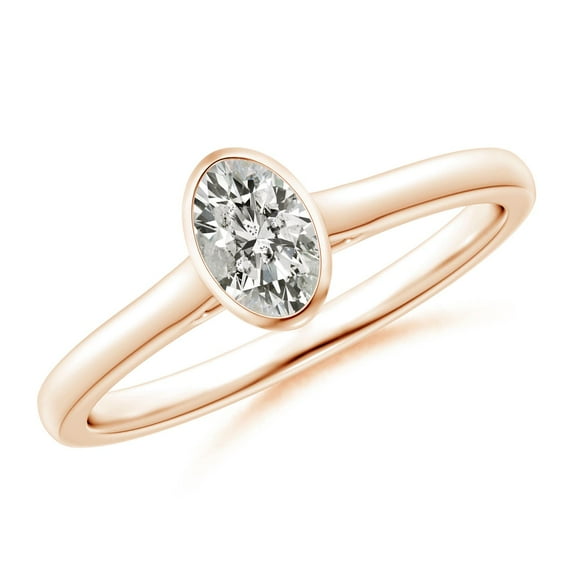 ANGARA Natural Solitaire Oval Diamond Engagement Ring in 14K Rose Gold for Women (Size-6x4mm| Color-K| Clarity-I3) | April Birthstone, Anniversary, Jewelry Gift for Women | Natural Diamond Ring