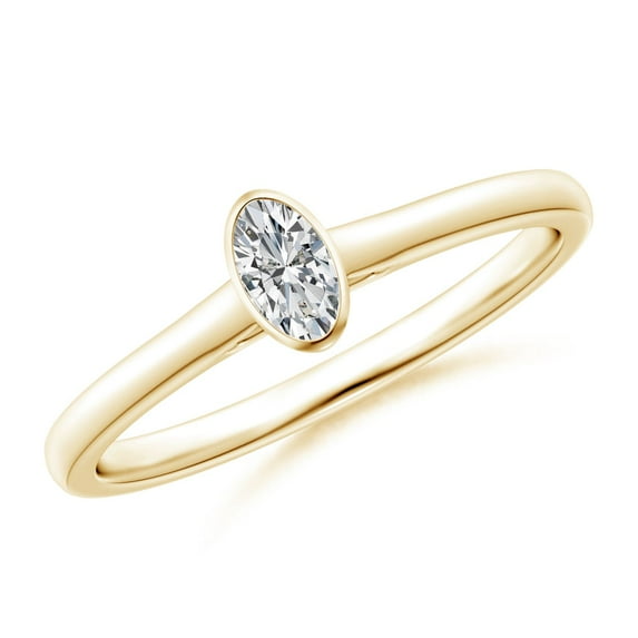 ANGARA Natural Solitaire Oval Diamond Engagement Ring in 14K Yellow Gold for Women (Size-5x3mm| Color-H| Clarity-SI2) | April Birthstone, Anniversary, Jewelry Gift for Women | Natural Diamond Ring