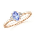thumbnail image 1 of ANGARA Natural Solitaire Oval Tanzanite and Diamond Promise Ring in 14K Rose Gold for Women (Size-6x4mm) | December Birthstone, Birthday, Anniversary, Jewelry Gift for Women | Natural Tanzanite Ring, 1 of 9