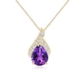 thumbnail image 1 of ANGARA Natural Solitaire Pear-Shaped 1.5 ct Amethyst Flame Pendant in 14K Yellow Gold for Women (Size-9x7mm) | February Birthstone, Anniversary, Jewelry Gift for Women | Natural Amethyst Necklace, 1 of 7