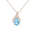 thumbnail image 1 of ANGARA Natural Solitaire Pear-Shaped Aquamarine Flame Pendant in 14K Rose Gold for Women (Size-8x6mm) | March Birthstone, Birthday, Anniversary, Jewelry Gift for Women | Natural Aquamarine Necklace, 1 of 7