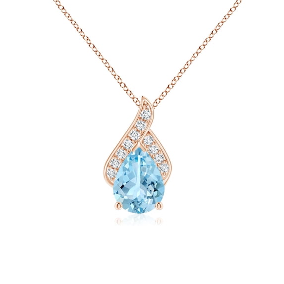 ANGARA Natural Solitaire Pear-Shaped Aquamarine Flame Pendant in 14K Rose Gold for Women (Size-8x6mm) | March Birthstone, Birthday, Anniversary, Jewelry Gift for Women | Natural Aquamarine Necklace