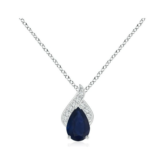ANGARA Natural Solitaire Pear-Shaped Blue Sapphire Flame Pendant in 14K White Gold for Women (Size-6x4mm) | September Birthstone, Anniversary, Jewelry Gift for Women | Natural Blue Sapphire Necklace