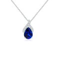 thumbnail image 1 of ANGARA Natural Solitaire Pear-Shaped Blue Sapphire Flame Pendant in 14K White Gold for Women (Size-7x5mm) | September Birthstone, Anniversary, Jewelry Gift for Women | Natural Blue Sapphire Necklace, 1 of 7