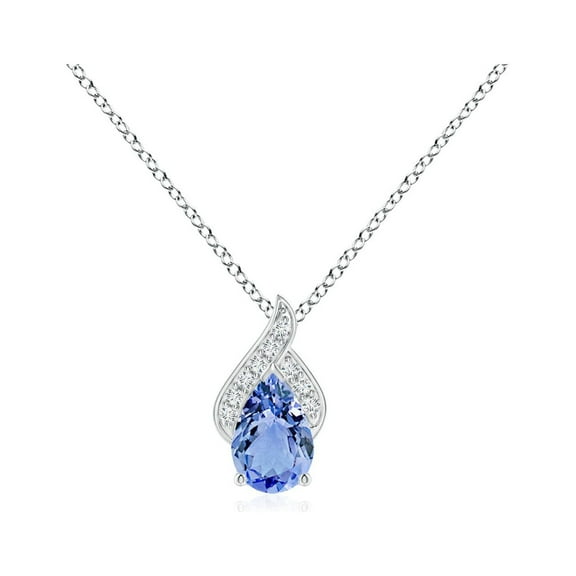 ANGARA Natural Solitaire Pear-Shaped Tanzanite Flame Pendant in 14K White Gold for Women (Size-6x4mm) | December Birthstone, Birthday, Anniversary, Jewelry Gift for Women | Natural Tanzanite Necklace