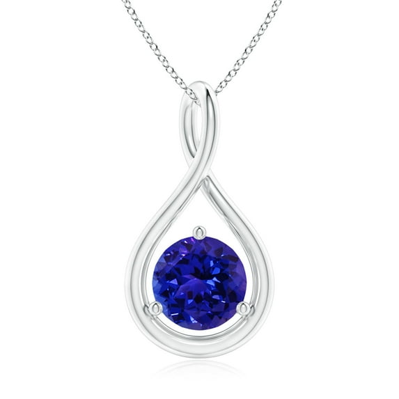 ANGARA Natural Solitaire Round 1.45 ct Tanzanite Infinity Twist Pendant in 14K White Gold for Women (Size-7mm) | December Birthstone, Anniversary, Jewelry Gift for Women | Natural Tanzanite Necklace