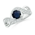 thumbnail image 1 of ANGARA Natural Solitaire Round 1 ct Blue Sapphire Infinity Promise Ring in 14K White Gold for Women (Size-6mm) | September Birthstone, Anniversary, Jewelry Gift for Women | Natural Blue Sapphire Ring, 1 of 10