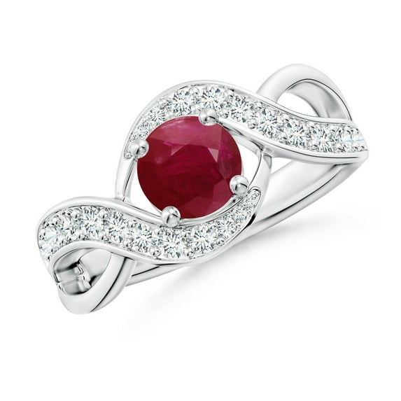 ANGARA Natural Solitaire Round 1 ct Ruby Infinity Promise Ring in 925 Sterling Silver for Women (Size-6mm) | July Birthstone, Birthday, Anniversary, Jewelry Gift for Women | Natural Ruby Ring
