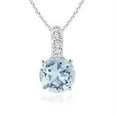 thumbnail image 1 of ANGARA Natural Solitaire Round Aquamarine Pendant with Diamond Bale in 14K White Gold for Women (Size-4mm) | March Birthstone, Anniversary, Jewelry Gift for Women | Natural Aquamarine Necklace, 1 of 7