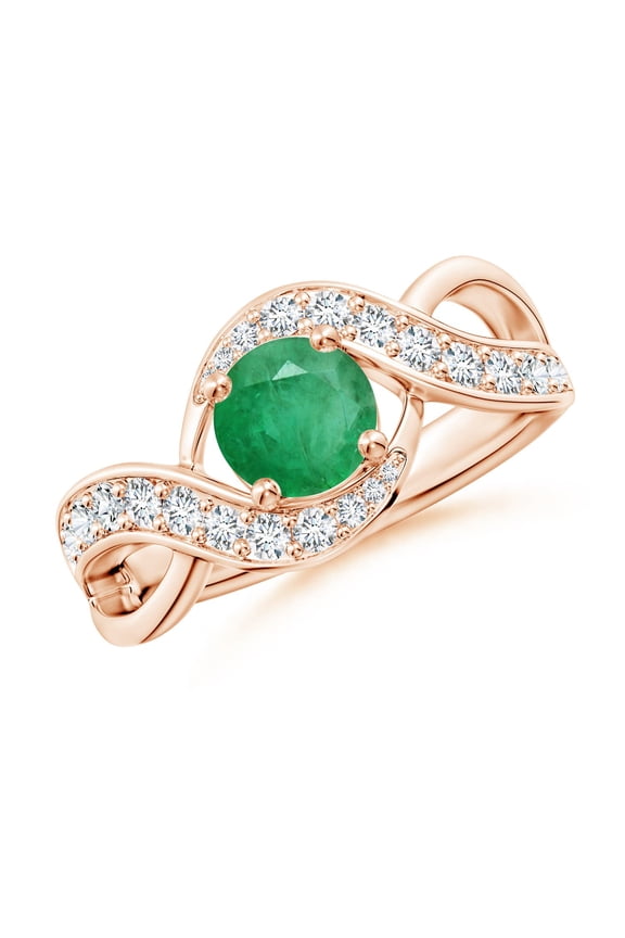 Natural Solitaire Round Emerald Infinity Promise Ring in 14K Rose Gold for Women (Size-6mm) | May Birthstone, Birthday, Anniversary, Jewelry Gift for Women | Natural Emerald Ring