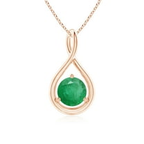 ANGARA Natural Solitaire Round Emerald Infinity Twist Pendant in 14K Rose Gold for Women (Size-6mm) | May Birthstone, Birthday, Anniversary, Jewelry Gift for Women | Natural Emerald Necklace