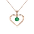 thumbnail image 1 of ANGARA Natural Solitaire Round Emerald Open Heart Pendant in 14K Rose Gold for Women (Size-4mm) | May Birthstone, Birthday, Anniversary, Jewelry Gift for Women | Natural Emerald Necklace, 1 of 8