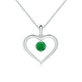 thumbnail image 1 of ANGARA Natural Solitaire Round Emerald Open Heart Pendant in 14K White Gold for Women (Size-4mm) | May Birthstone, Birthday, Anniversary, Jewelry Gift for Women | Natural Emerald Necklace, 1 of 8