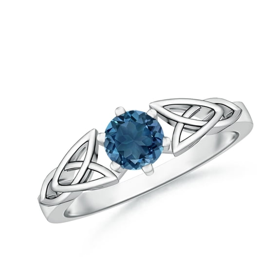 ANGARA Natural Solitaire Round London Blue Topaz Celtic Knot Ring in 925 Sterling Silver for Women (Size-5mm) | November Birthstone Jewelry for Women | London Blue Topaz Ring (Ring Size - 4.5)