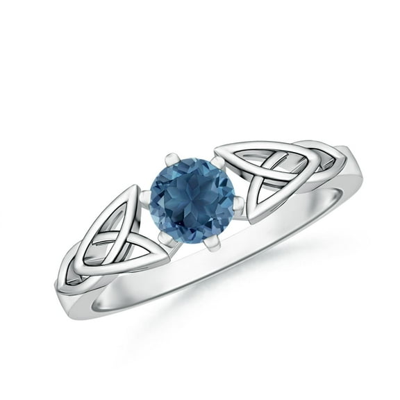 ANGARA Natural Solitaire Round London Blue Topaz Celtic Knot Ring in 925 Sterling Silver for Women (Size-5mm) | November Birthstone Jewelry for Women | London Blue Topaz Ring (Ring Size - 7.5)