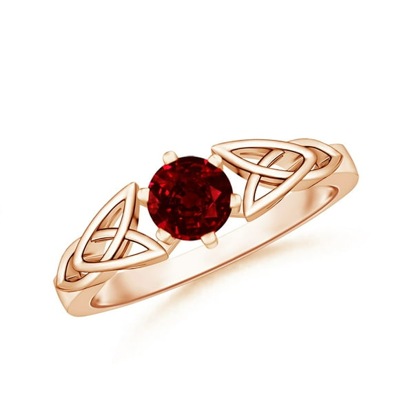 ANGARA Natural Solitaire Round Ruby Celtic Knot Ring in 14K Rose Gold for Women (Size-5mm) | July Birthstone Jewelry for Her
