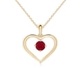 thumbnail image 1 of ANGARA Natural Solitaire Round Ruby Open Heart Pendant in 14K Yellow Gold for Women (Size-4mm) | July Birthstone, Birthday, Anniversary, Jewelry Gift for Women | Natural Ruby Necklace, 1 of 7