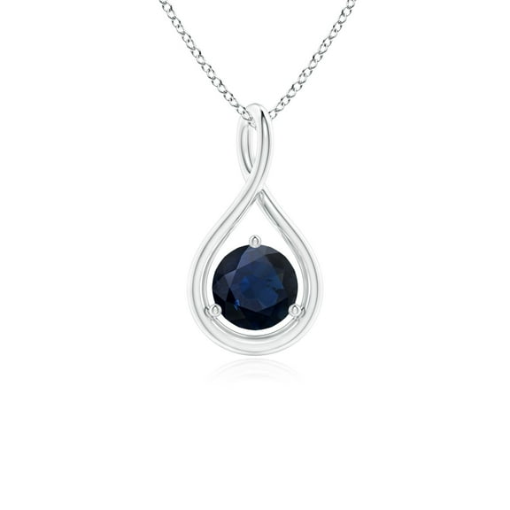 ANGARA Natural Solitaire Round Sapphire Infinity Twist Pendant in 925 Sterling Silver for Women (Size-5mm) | September Birthstone, Anniversary, Jewelry Gift for Women | Natural Blue Sapphire Necklace
