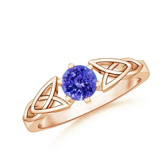 ANGARA Natural Solitaire Round Tanzanite Celtic Knot Ring in 14K Rose Gold for Women (Size-5mm) | December Birthstone, Birthday, Anniversary, Jewelry Gift for Women | Natural Tanzanite Ring