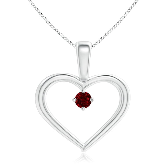 ANGARA Natural Solitaire Ruby Heart Pendant in 14K White Gold for Women (Size-2.5mm) | July Birthstone, Birthday, Anniversary, Jewelry Gift for Women | Natural Ruby Necklace