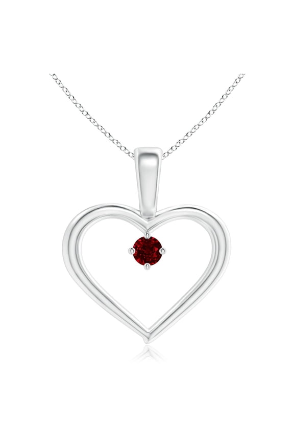 Natural Solitaire Ruby Heart Pendant in 925 Sterling Silver for Women (Size-2.5mm) | July Birthstone, Birthday, Anniversary, Jewelry Gift for Women | Natural Ruby Necklace