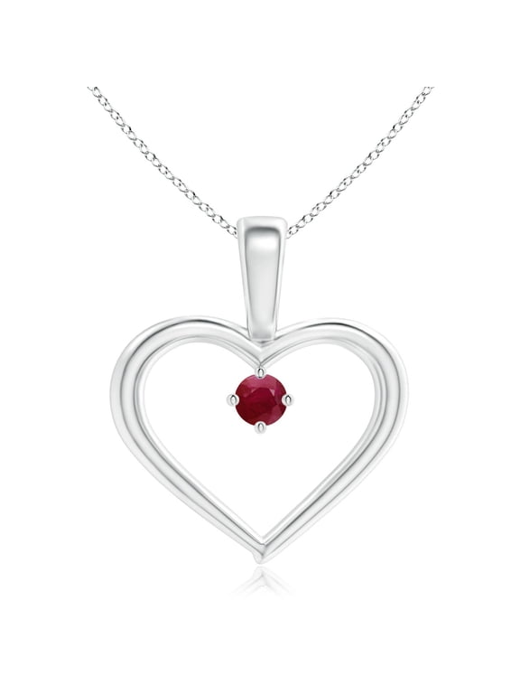 Natural Solitaire Ruby Heart Pendant in 925 Sterling Silver for Women (Size-2.5mm) | July Birthstone, Birthday, Anniversary, Jewelry Gift for Women | Natural Ruby Necklace