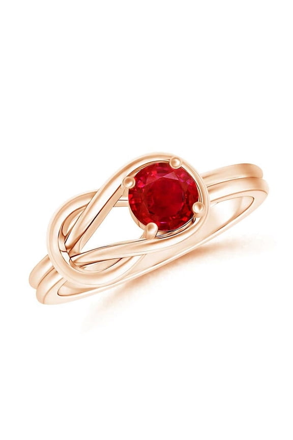 Natural Solitaire Ruby Infinity Knot Ring in 14K Rose Gold for Women (Size-4mm) | July Birthstone, Birthday, Anniversary, Jewelry Gift for Women | Natural Ruby Ring