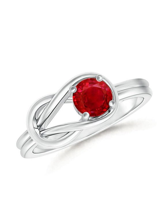 Natural Solitaire Ruby Infinity Knot Ring in 14K White Gold for Women (Size-4mm) | July Birthstone Jewelry for Her | Natural Ruby Rings