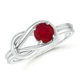 thumbnail image 1 of ANGARA Natural Solitaire Ruby Infinity Knot Ring in 14K White Gold for Women (Size-5mm) | July Birthstone Jewelry for Her | Natural Ruby Rings, 1 of 9
