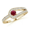 thumbnail image 1 of ANGARA Natural Solitaire Ruby Knot Promise Ring with Diamonds in 14K Yellow Gold for Women (Size-3.2mm) | July Birthstone Jewelry for Her | Natural Ruby Rings, 1 of 8