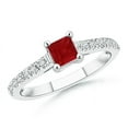 thumbnail image 1 of ANGARA Natural Solitaire Square Ruby Ring with Diamond Accents in 14K White Gold for Women (Size-4mm) | July Birthstone, Birthday, Anniversary, Jewelry Gift for Women | Natural Ruby Ring, 1 of 7