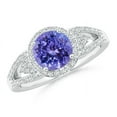 thumbnail image 1 of ANGARA Natural Split Shank 1.45 ct Tanzanite Halo Ring with Cluster Diamonds in 14K White Gold for Women (Size-7mm) | December Birthstone, Anniversary, Jewelry Gift for Women | Natural Tanzanite Ring, 1 of 8