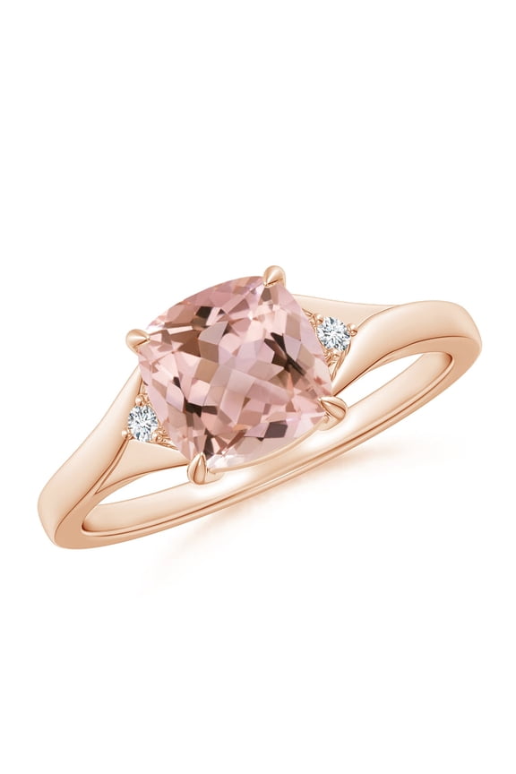 Natural Split Shank Cushion 1.2 ct Morganite Solitaire Ring in 14K Rose Gold for Women | Birthday, Anniversary, Jewelry Gift for Women | Natural Morganite Ring
