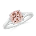 thumbnail image 1 of ANGARA Natural Split Shank Cushion 1.2 ct Morganite Solitaire Ring in 14K White Gold for Women | Birthday, Anniversary, Jewelry Gift for Women | Natural Morganite Ring, 1 of 11