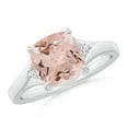 thumbnail image 1 of ANGARA Natural Split Shank Cushion 1.8 ct Morganite Solitaire Ring in 14K White Gold for Women | Birthday, Anniversary, Jewelry Gift for Women | Natural Morganite Ring, 1 of 13