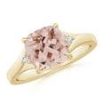 thumbnail image 1 of ANGARA Natural Split Shank Cushion 1.8 ct Morganite Solitaire Ring in 14K Yellow Gold for Women | Birthday, Anniversary, Jewelry Gift for Women | Natural Morganite Ring, 1 of 13