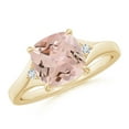 thumbnail image 1 of ANGARA Natural Split Shank Cushion 1.8 ct Morganite Solitaire Ring in 14K Yellow Gold for Women | Birthday, Anniversary, Jewelry Gift for Women | Natural Morganite Ring, 1 of 11