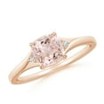 thumbnail image 1 of ANGARA Natural Split Shank Cushion Morganite Solitaire Ring in 14K Rose Gold for Women | Birthday, Anniversary, Jewelry Gift for Women | Natural Morganite Ring, 1 of 11