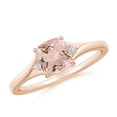 thumbnail image 1 of ANGARA Natural Split Shank Cushion Morganite Solitaire Ring in 14K Rose Gold for Women | Birthday, Anniversary, Jewelry Gift for Women | Natural Morganite Ring, 1 of 11