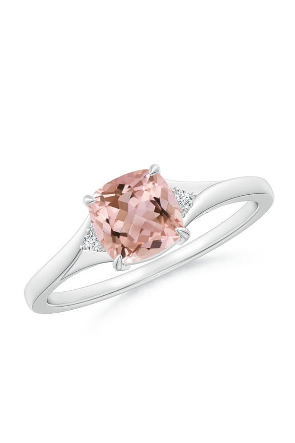 Natural Split Shank Cushion Morganite Solitaire Ring in Platinum for Women | Birthday, Anniversary, Jewelry Gift for Women | Natural Morganite Ring