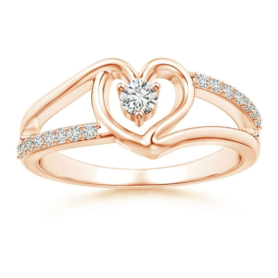 ANGARA Natural Split Shank Diamond Heart Engagement Ring in 14K Rose Gold for Women (Size-3mm| Color-H| Clarity-SI2) | April Birthstone, Anniversary, Jewelry Gift for Women | Natural Diamond Ring